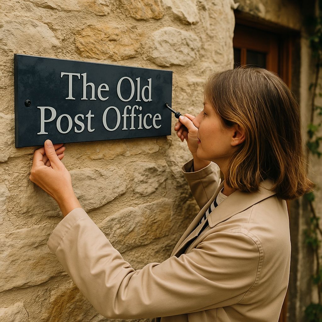 16"x6" (40cm x 15cm) Natural Slate House Sign Slate Sign www.HouseSign.co.uk 