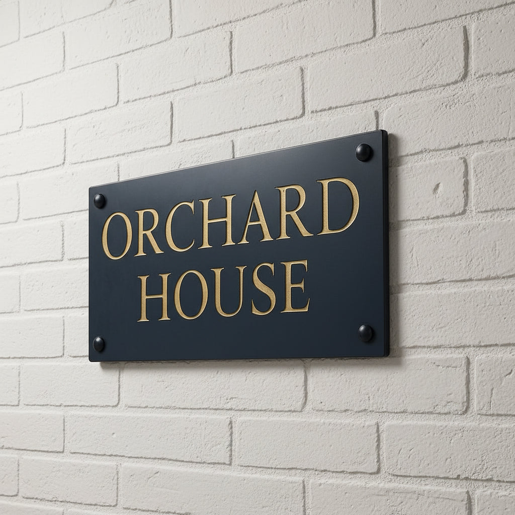 16"x9" (41cm x 22.5cm) Natural Slate House Sign Slate Sign www.HouseSign.co.uk 