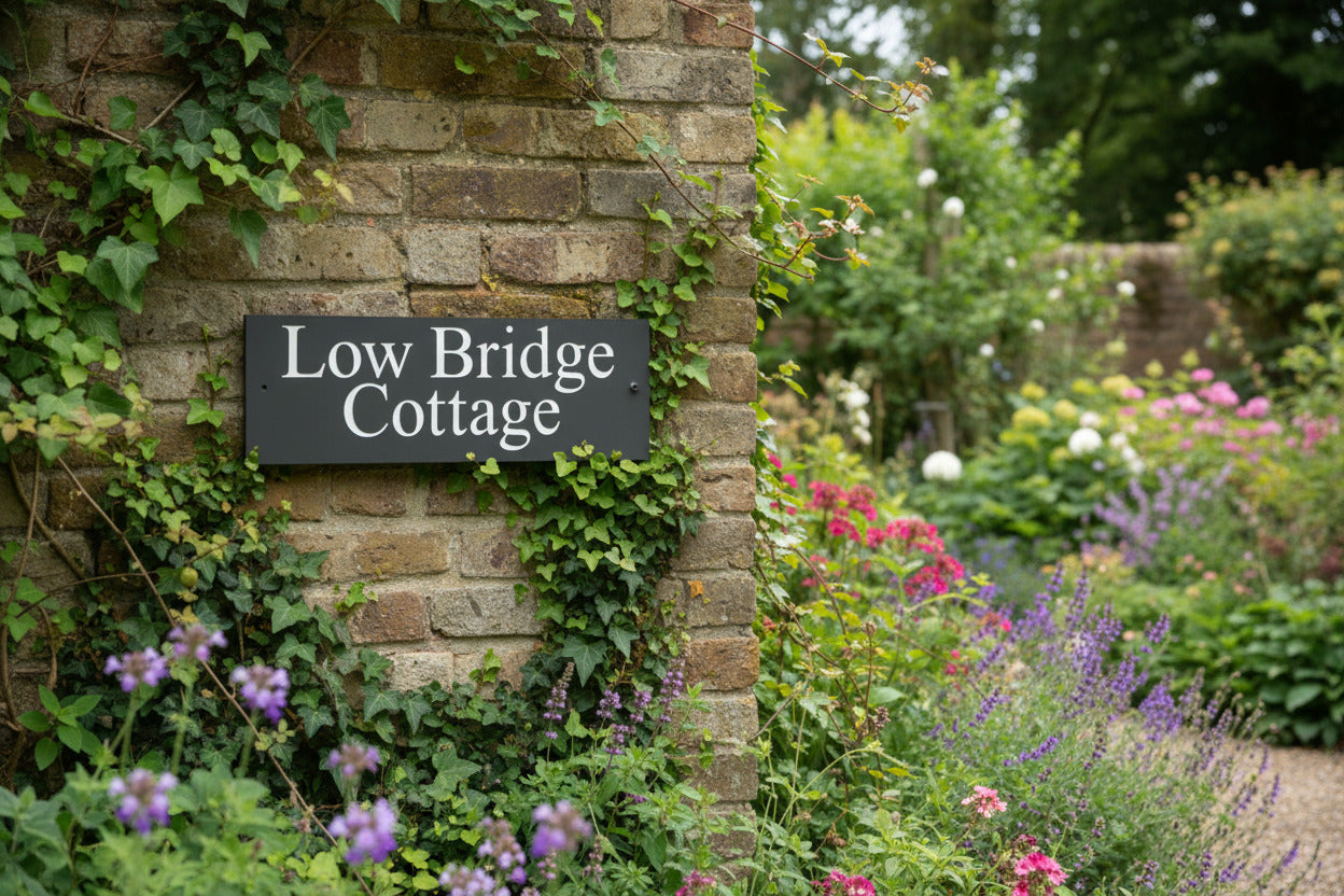 Introducing our stunning 41cm x 15cm Polished Natural Slate House Sign, designed to make a lasting impression! Crafted with durability in mind, it features beautifully carved lettering that enhances its elegance and visibility. Transform your home's entrance with this exquisite sign! www.HouseSign.co.uk