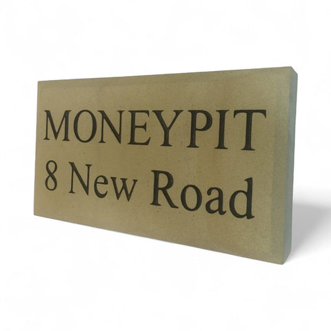 18"x9" = (45cm x 22.5cm) Natural Stone Build in The Wall Sign Build in The Wall Sign www.HouseSign.co.uk 