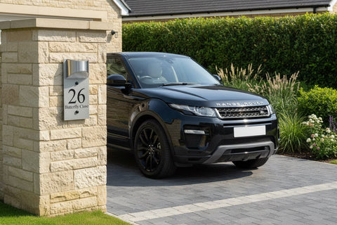 5"x10" Composite Cement Grey Solar Curved LED House Sign LED Acrylic Signs www.HouseSign.co.uk 