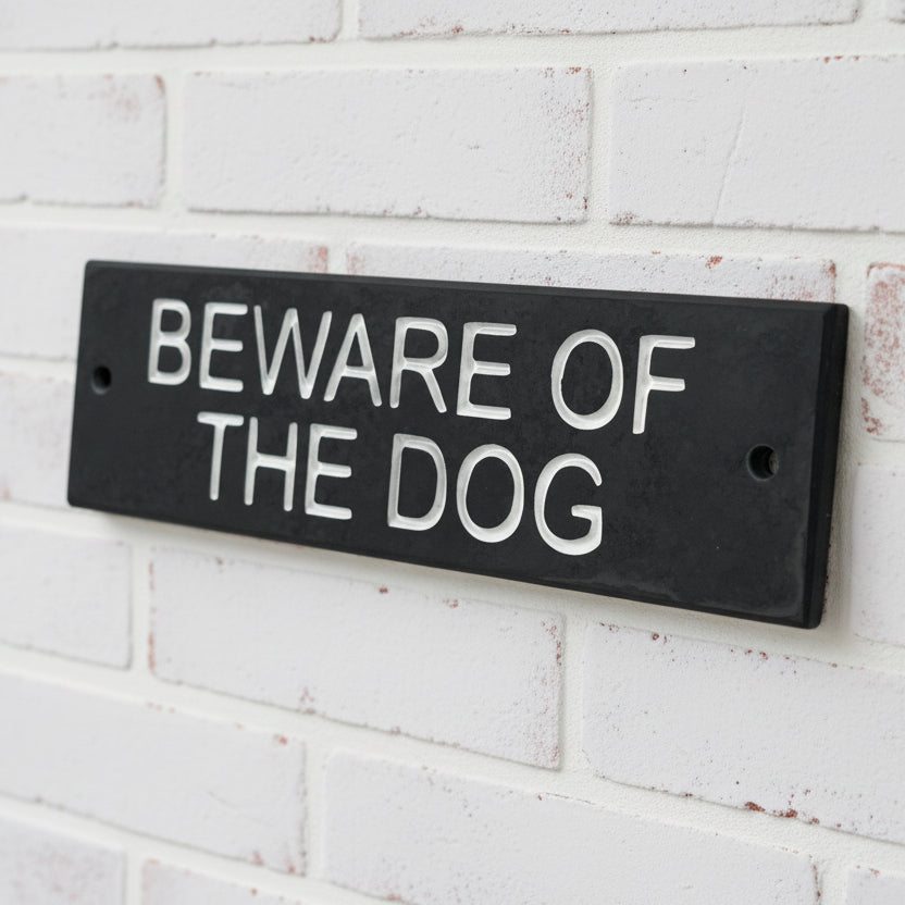 A Please Close The Gate Sign made in Natural Slate with polished edges and hard-wearing carved lettering www.HouseSign.co.uk
