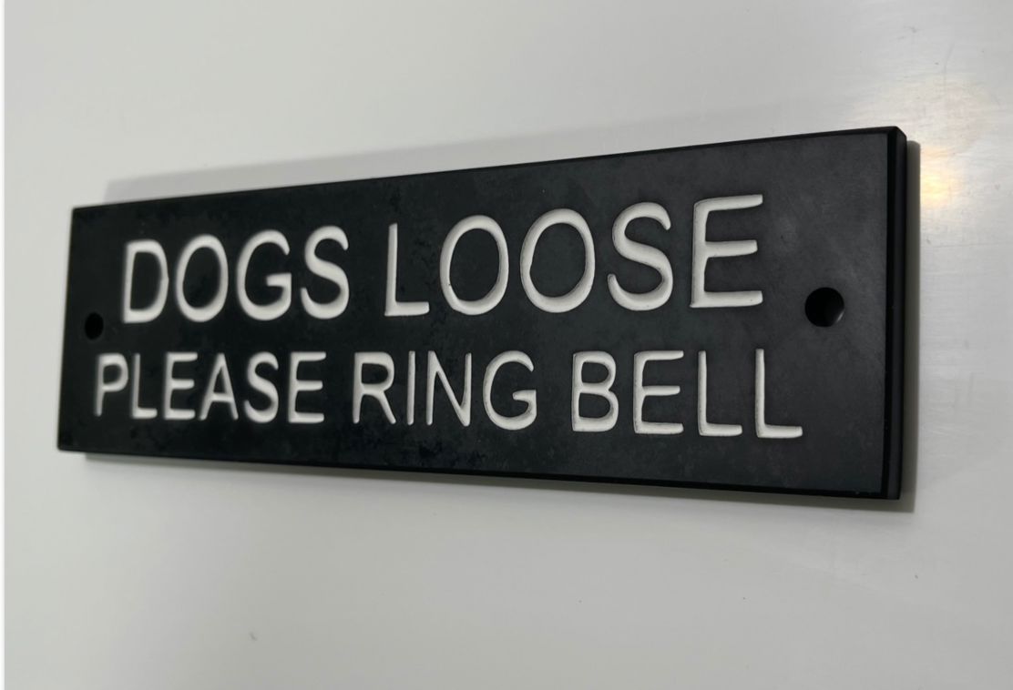 Dogs Loose Please Ring The Bell 20cm x 6cm Gate Signs www.HouseSign.co.uk 