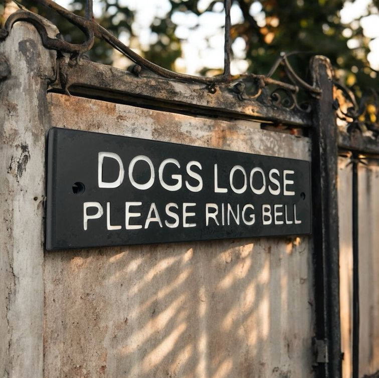 Dogs Loose Please Ring The Bell 20cm x 6cm Gate Signs www.HouseSign.co.uk 
