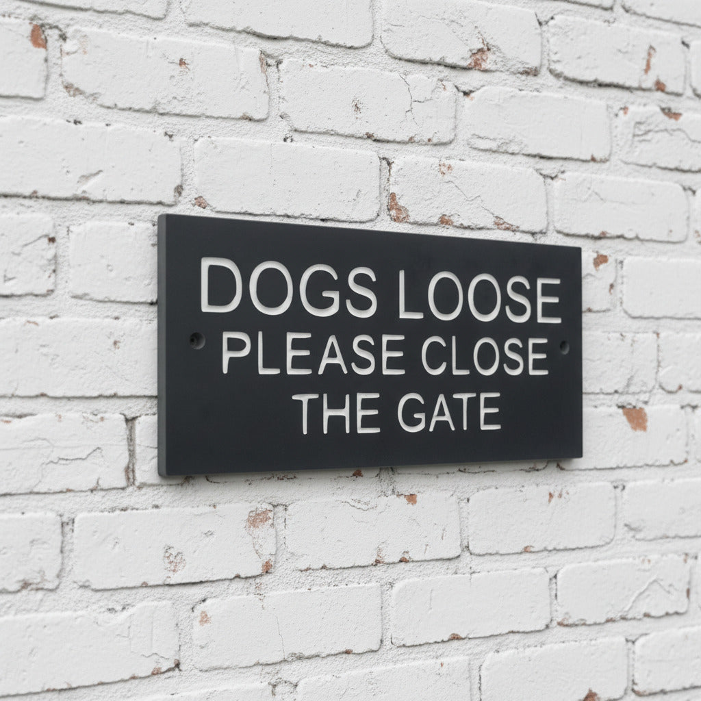 Dogs Loose Sign 20cm x 10cm Gate Signs www.HouseSign.uk 