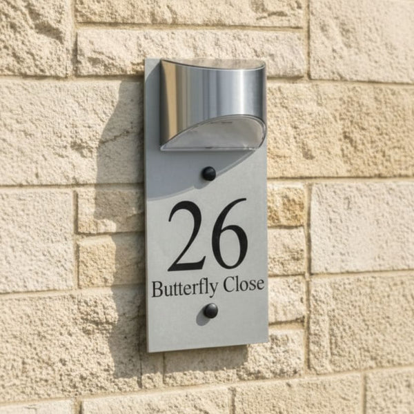 LED Solar House Sign 5"x10" LED Acrylic Signs www.HouseSign.co.uk 