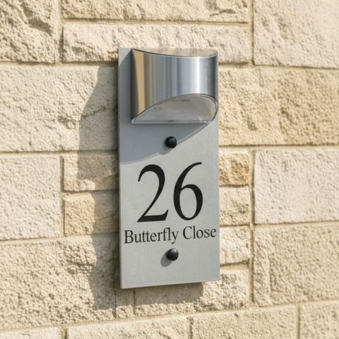 LED Solar House Sign 5"x10" LED Acrylic Signs www.HouseSign.co.uk 