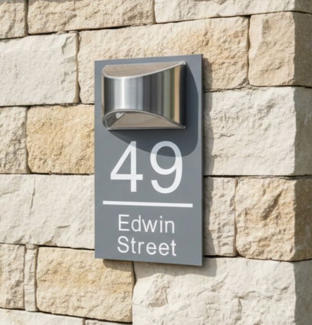 LED Solar Light House Sign LED Acrylic Signs www.HouseSign.co.uk Grey 