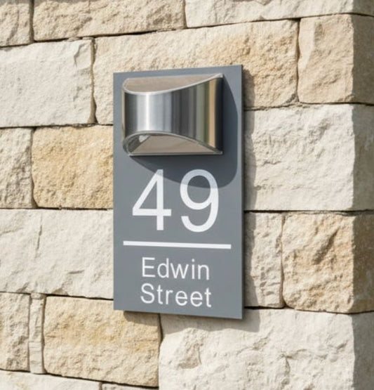 LED Solar Light House Sign LED Acrylic Signs www.HouseSign.co.uk Grey 