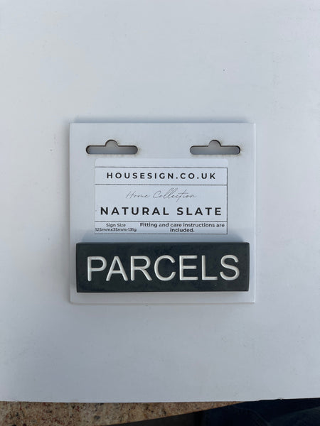 PARCELS 125mm x 35mm Gate Signs www.HouseSign.co.uk 
