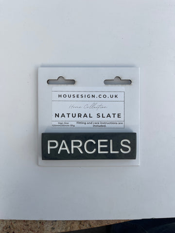 PARCELS 125mm x 35mm Gate Signs www.HouseSign.co.uk 