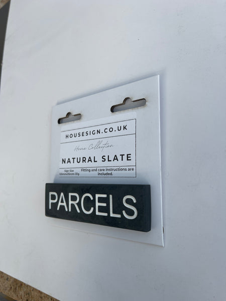 PARCELS 125mm x 35mm Gate Signs www.HouseSign.co.uk 