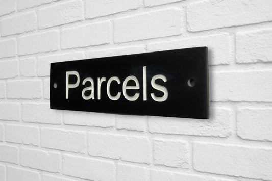 PARCELS 20cm x 6cm Gate Signs www.HouseSign.co.uk 