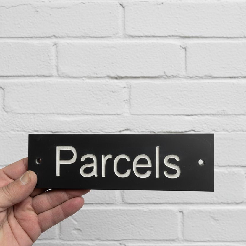PARCELS 20cm x 6cm Gate Signs www.HouseSign.co.uk 