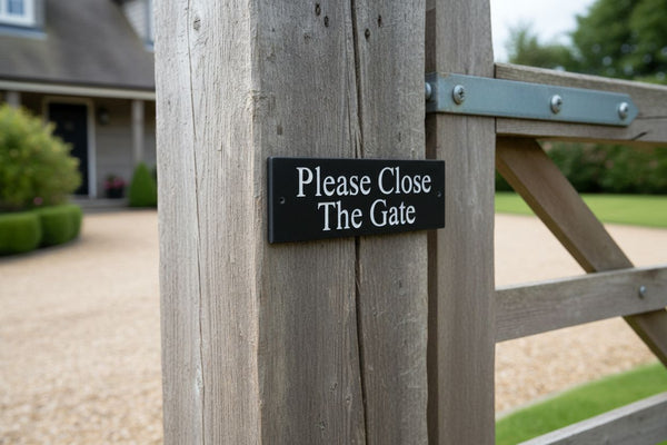 Please Close The Gate Sign 30cm x 10cm Gate Signs www.HouseSign.uk 