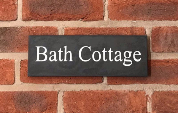 12"x4" (30cm X 10cm) Natural Slate House Sign Slate Sign www.HouseSign.co.uk 