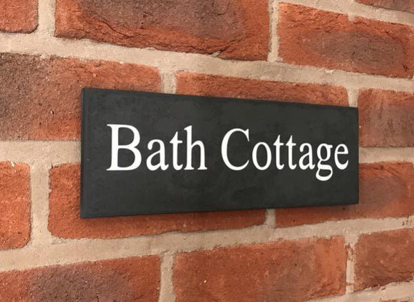 12"x4" (30cm X 10cm) Natural Slate House Sign Slate Sign www.HouseSign.co.uk 