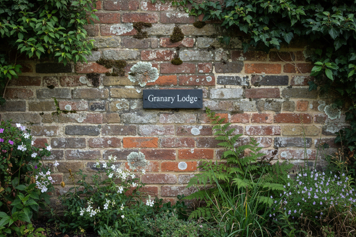 Introducing our stunning 30cm x 10cm Polished Natural Slate House Sign, designed to make a lasting impression! Crafted with durability in mind, it features beautifully carved lettering that enhances its elegance and visibility. Transform your home's entrance with this exquisite sign! www.HouseSign.co.uk
