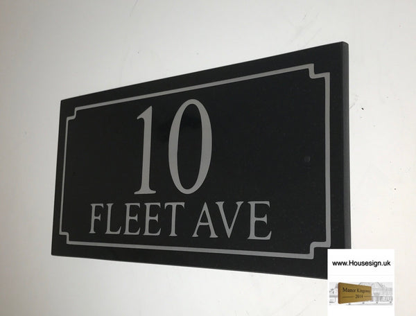 12"x6" = (30cm x 15cm) Natural Granite House Sign Granite House Signs www.HouseSign.co.uk 