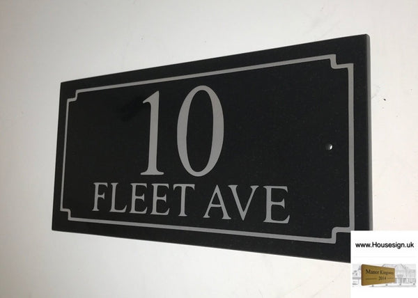 12"x6" = (30cm x 15cm) Natural Granite House Sign Granite House Signs www.HouseSign.co.uk 