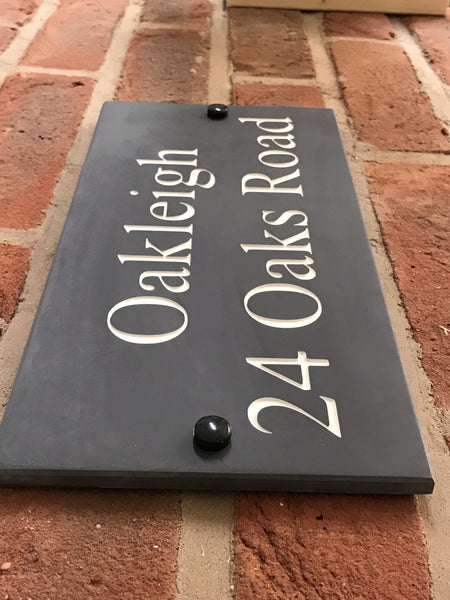 12"x6" (30cm x 15cm) Natural Slate House Sign Slate Sign www.HouseSign.co.uk 