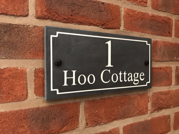 12"x6" (30cm x 15cm) Natural Slate House Sign Slate Sign www.HouseSign.co.uk 