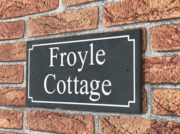 12"x6" (30cm x 15cm) Natural Slate House Sign Slate Sign www.HouseSign.co.uk 