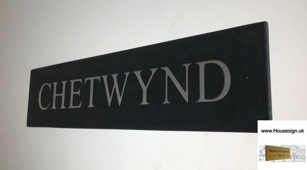 16"x4" (41cm x 10cm) Natural Slate House Sign Slate Sign www.HouseSign.co.uk 