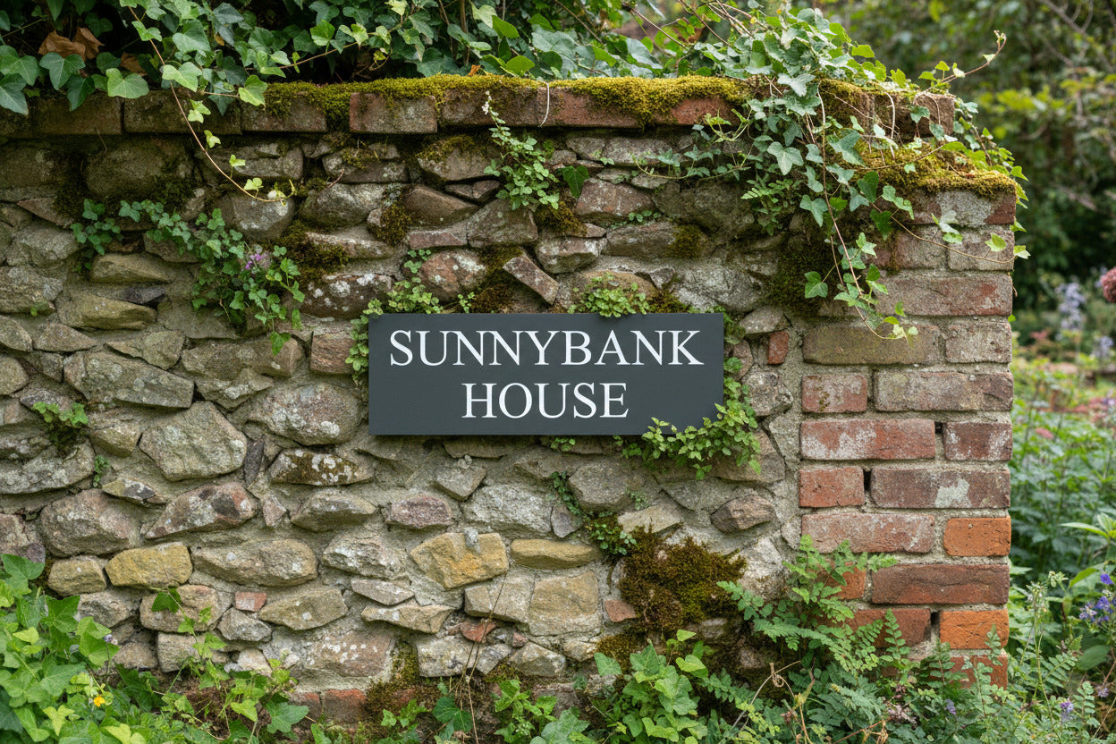 Introducing our stunning 41cm x 15cm Polished Natural Slate House Sign, designed to make a lasting impression! Crafted with durability in mind, it features beautifully carved lettering that enhances its elegance and visibility. Transform your home's entrance with this exquisite sign! www.HouseSign.co.uk