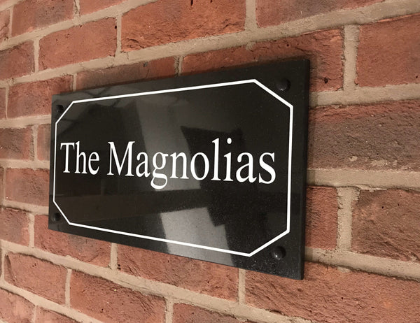 18"x9" = (45cm x 22.5cm) Natural Granite House Sign Granite House Signs www.HouseSign.co.uk 