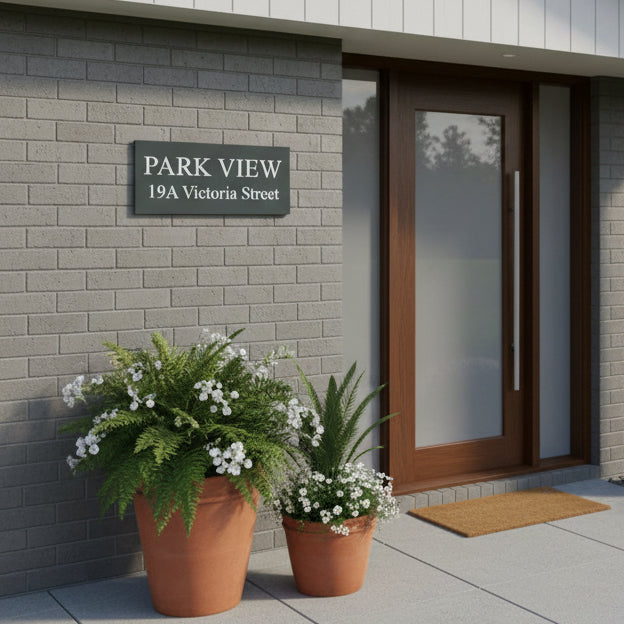 Introducing our stunning 41cm x 22.5cm Polished Natural Slate House Sign, designed to make a lasting impression! Crafted with durability in mind, it features beautifully carved lettering that enhances its elegance and visibility. Transform your home's entrance with this exquisite sign! www.HouseSign.co.uk