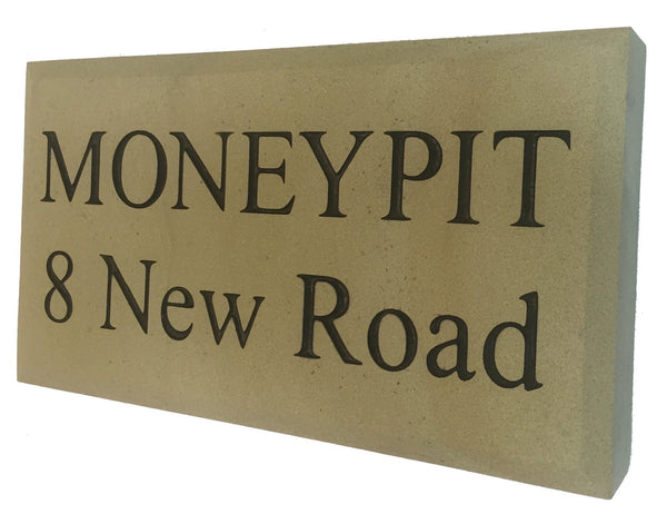 18"x9" = (45cm x 22.5cm) Natural Stone Build in The Wall Sign Build in The Wall Sign www.HouseSign.co.uk 