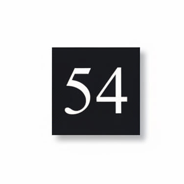A black square House Sign with clear to see deep cut numbers featuring a green plant placed elegantly on its surface www.HouseSign.co.uk 