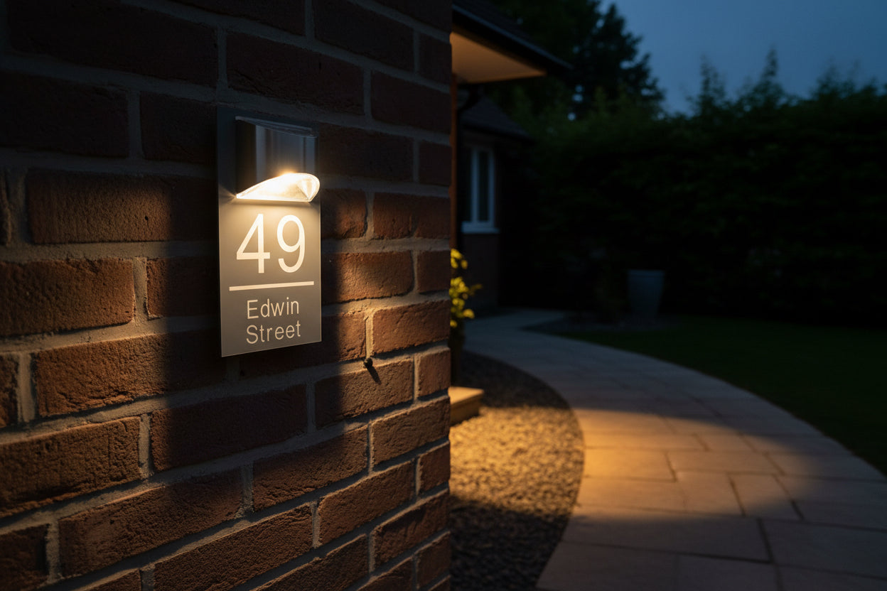 6"x10" LED Solar Acrylic House Sign LED Acrylic Signs www.HouseSign.co.uk Grey 
