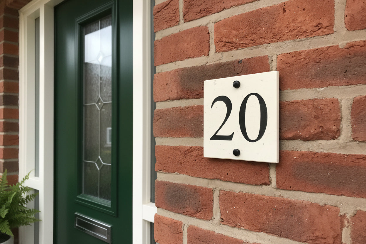 6"x6" = (15cm x 15cm) Natural Stone House Sign Stone House Sign www.HouseSign.co.uk 