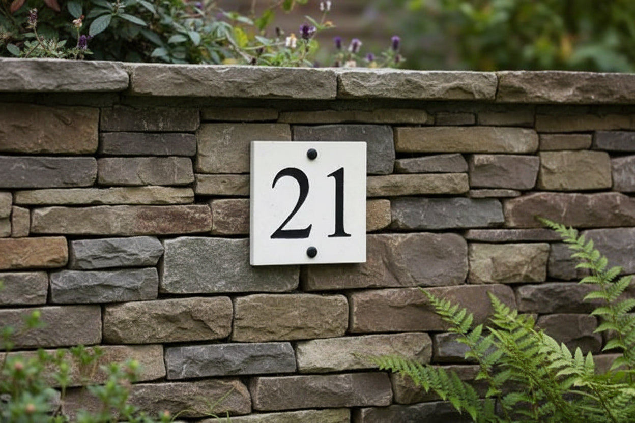 6"x6" = (15cm x 15cm) Natural Stone House Sign