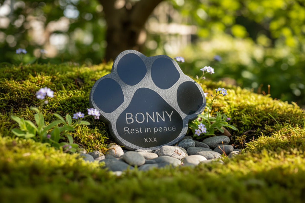 Memorial 7"x7" Paw Granite House Signs www.HouseSign.co.uk 